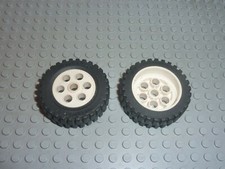 2x Roue LEGO TECHNIC Model Team White wheel 2695+tyre 13 x 24 Set 8660 8094 5550