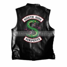 Riverdale Du Sud Côté Serpents Harley Cuir Gilet Hommes Mode Veste Moto