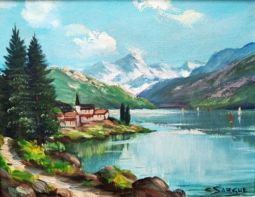 Tableau huile sur - , bois