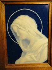 RELIQUAIRE ancien EMAIL PÂTE sur PÂTE LIMOGES signé CHAUFRIASSE VIERGE en PRIERE