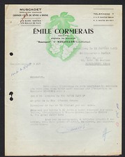 BEAUREGARD par MOUZILLON (44) VINS Grands Crus & MUSCADET "Emile CORMERAIS" 1963