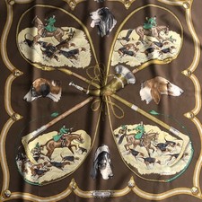 HERMÈS Rare Carré Foulard Vintage Soie Le Laisser Courré -90 X90Cm. TBE