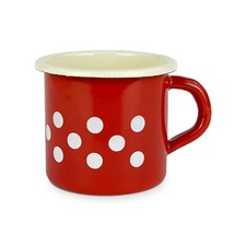 Tasse Émaillée Isabelle Rose Style Rétro À Pois Et Poignée Shabby Chic 280ml