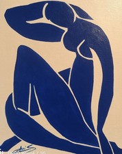 TABLEAU PEINTURE TOILE   FEMME NU BLEU N°2 HENRI MATISSE  original  SIGNE CHRISK