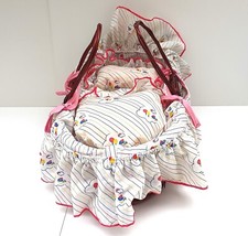 COUFFIN OSIER GARNI ANCIEN    POUR POUPÉE BAIGNEUR POUPON    JUSQUE 50 CM