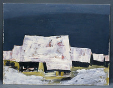 Bernard Folinais vers 1970 Village sous la neige Franche Comté