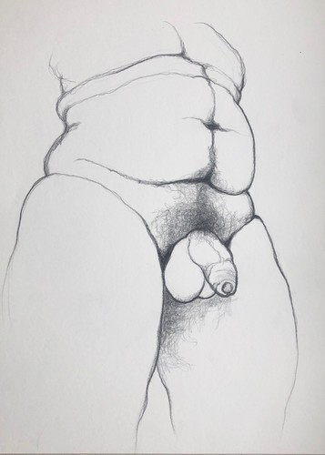 Dessin fusain homme nu - fusain,