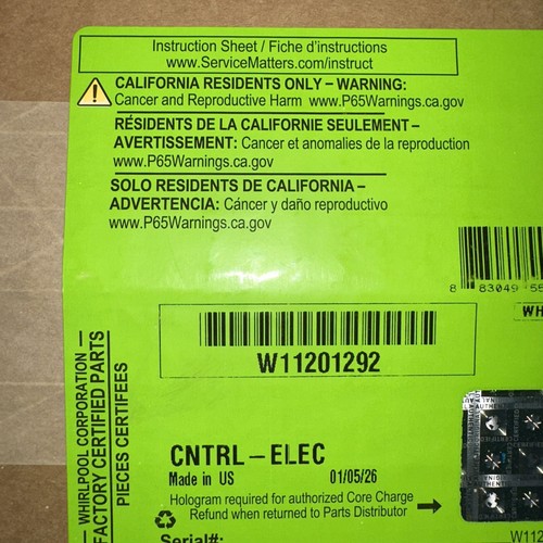 Whirlpool w11201292 cntrl - w11201292, cntrl-elec