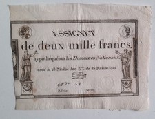 Assignat 2000 Francs An 3 (1795) SUP+ voir SPL