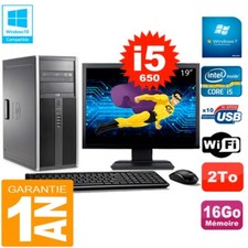 PC HP 8100 Tour Ecran 19" Core i5-650 RAM 16Go Disque 2To Graveur DVD Wifi W7