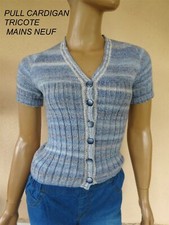 PULL GILET TRICOTE MAINS BLEU