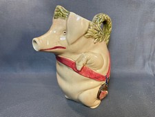 Ancien pichet pot à eau en céramique forme de cochon vintage déco cuisine cassé