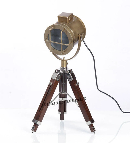Lampe trépied bois marron - trÉpied,