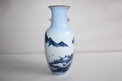 Vase porcelaine blanc bleu - en,