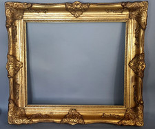 Cadre ancien 79x70 cm, feuillure: 59x50 cm bois stuc doré C716