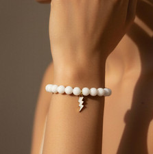 Blanc Quartz Bracelet Avec Or