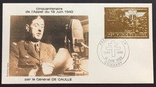 Guinée timbre Or du Général De Gaulle Appel 18 Juin sur FDC 1er Jour