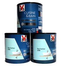 Lot Peinture V33 Cuisine et Bain "Bleu Fraîcheur" 3 X 0,5L
