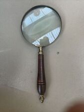 Loupe en laiton avec manche en bois céramique loupe ancienne loupeuse livre