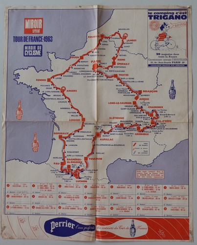 Carte tour france 1963 - carte, de