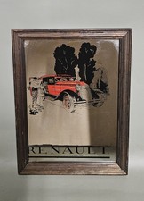 ANCIEN MIROIR SÉRIGRAPHIÉ Renault 1928 / COLLECTION VINTAGE / CADRE EN BOIS 