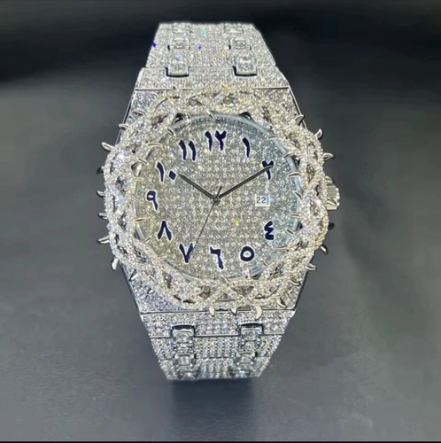 Men silver tone iced out - iced,