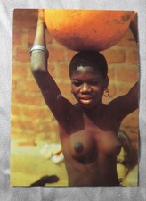 OLD PHOTO POSTCARD - AFRICA - ETHIC ORIGINAL NUDE TRIBAL WOMAN - 1970's