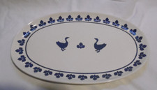 LBC C1/ GENEVIEVE LETHU GRAND PLAT OVALE DECOR BLEU OIE JEANNETTE ANNEE 2000