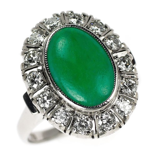 Bague diamant jade/jade