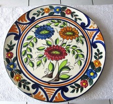 GRANDE ASSIETTE DE DECORATION, CERAMIQUE ESPAGNE, JADO A MANO, PEINT MAIN, SIGNE