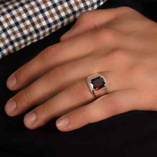 Bague homme en pierre précieuse rouge rubis plaqué or blanc 14 carats uni
