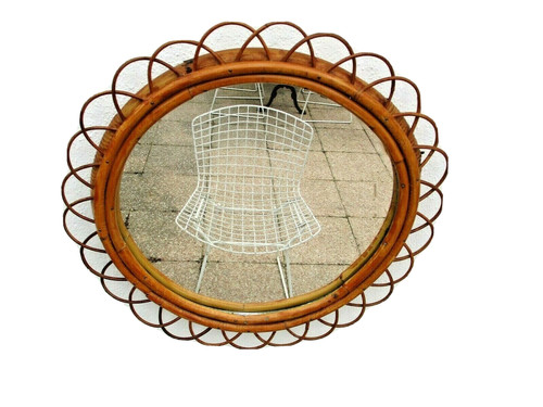 Miroir soleil rotin bambou
