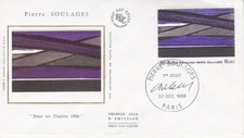 Enveloppe 1er jour Tableau Pierre Soulages Peintre 1986 Soie FDC