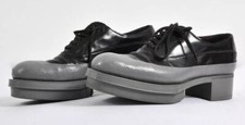 Prada M.in.Italy Bicolor Cuir Et PVC Derbies Femme Style Bateau SZ 40 TBEG