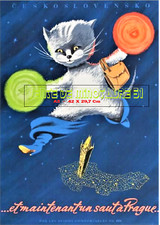 aviation - Chat Botté un saut à Prague -Ceskoslovensko  - A 3 plastifié
