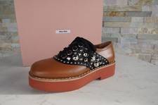 MIU MIU 37,5 Chaussures À Lacets Nouvelles Marron Noir