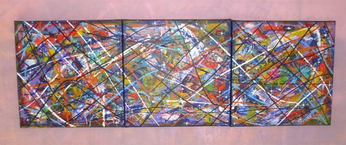Tableau triptyque acrylique - tableau,