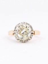 Bague solitaire diamant Coussin taille ancienne Old Mine Cut 3,07 carats