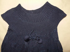 Pull tunique robe sans manches bleu foncé irisé laine mélangée taille XS / 34 BE