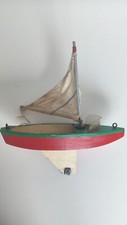 Ancien Jouet Voilier Bateau Bois L: 25 cm
