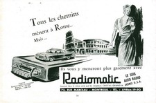 Publicité ancienne auto-radio Radiomatic issue de magazine 1954