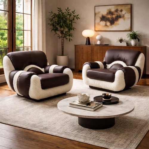 Fauteuils vintage simili cuir - vintage,