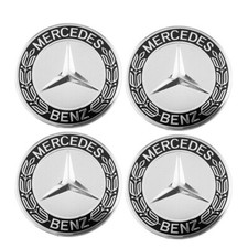 LOT 4 Cache Moyeu 75mm Noir et Gris Pour Mercedes Logo Emblème Jante Centre Roue