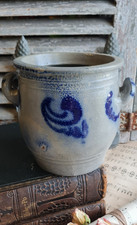 ANCIEN POT GRES BEIGE ET BLEU