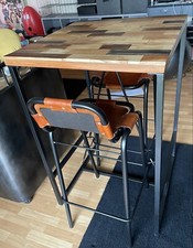 Table haute + 2 chaises Vidaxl bois Massif recyclé- Urgent