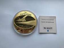 Simply Pièces ~2003 Windsor Mint Concorde Plaqué Or Monnaie 70mm Diamètre Rare