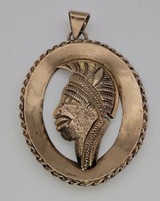Pendentif ancien vermeil (Argent & Or) stylisé tribal Ethnique Africain #L# F9