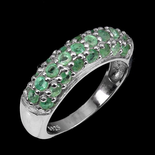 925 bague argent - rond, vert