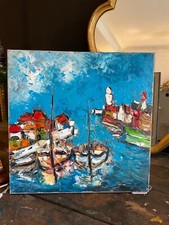 tableau huile sur toile . Marine . Signé Lacaze laban