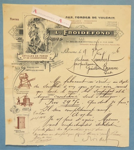 Libourne 1916 lettre l - libourne,